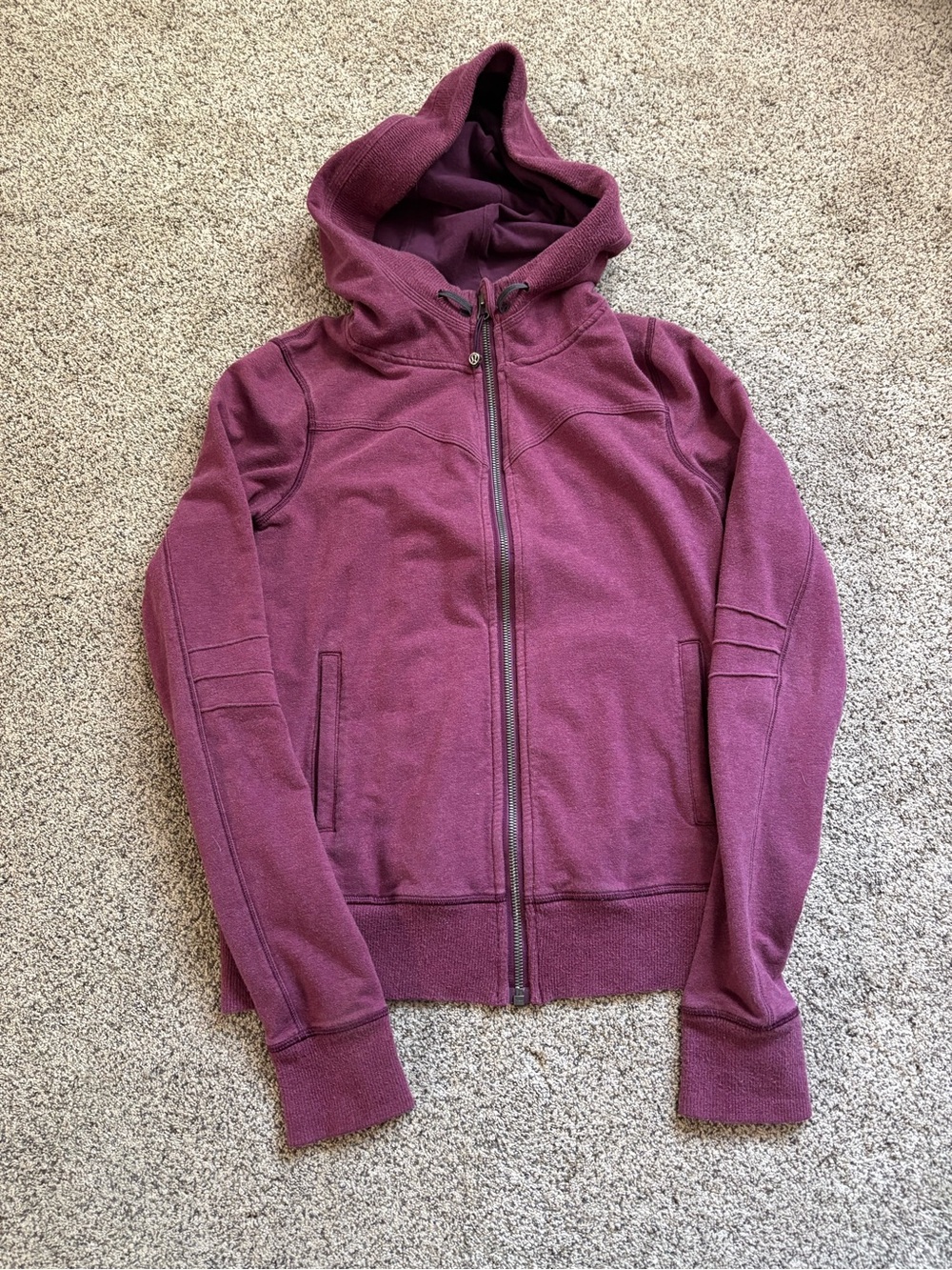 Lululemon Plum Berry Purple Scuba Full Zip Hoodie Thumbholes Size 6